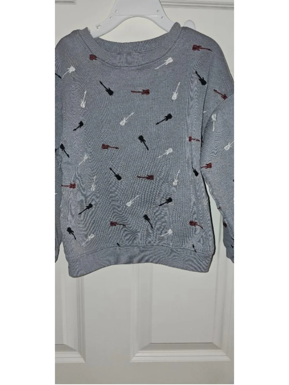 Boys LIAM‎ & JAMES Gray Guitar Print pullover Sweatshirt 5T retro look